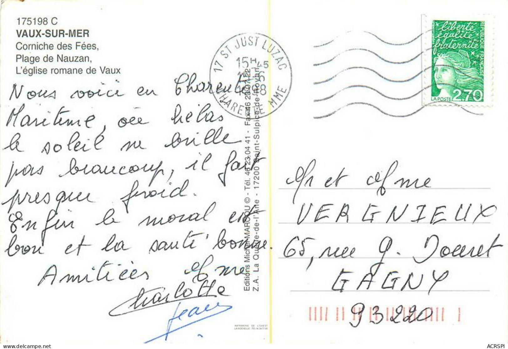 VAUX SUR MER   NAUZAN  34 (scan Recto-verso)MA1912Bis - Vaux-sur-Mer