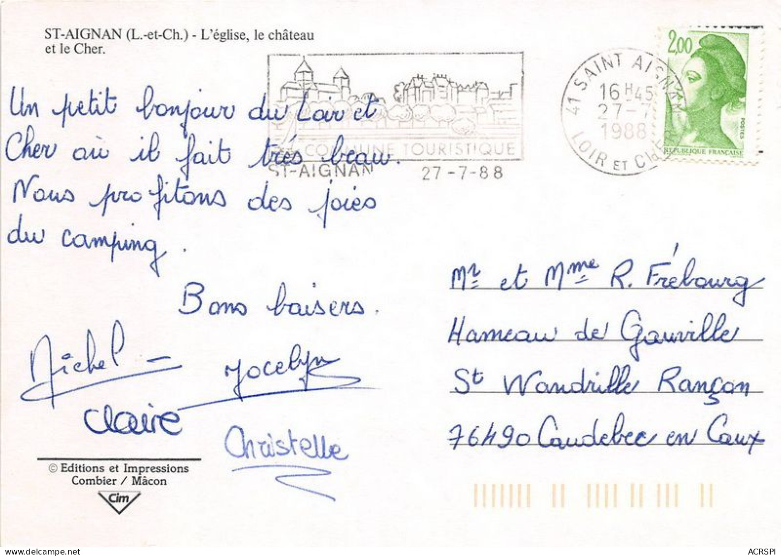 SAINT AIGNAN L Eglise Le Chateau Et Le Cher 28(scan Recto-verso) MA1909 - Saint Aignan