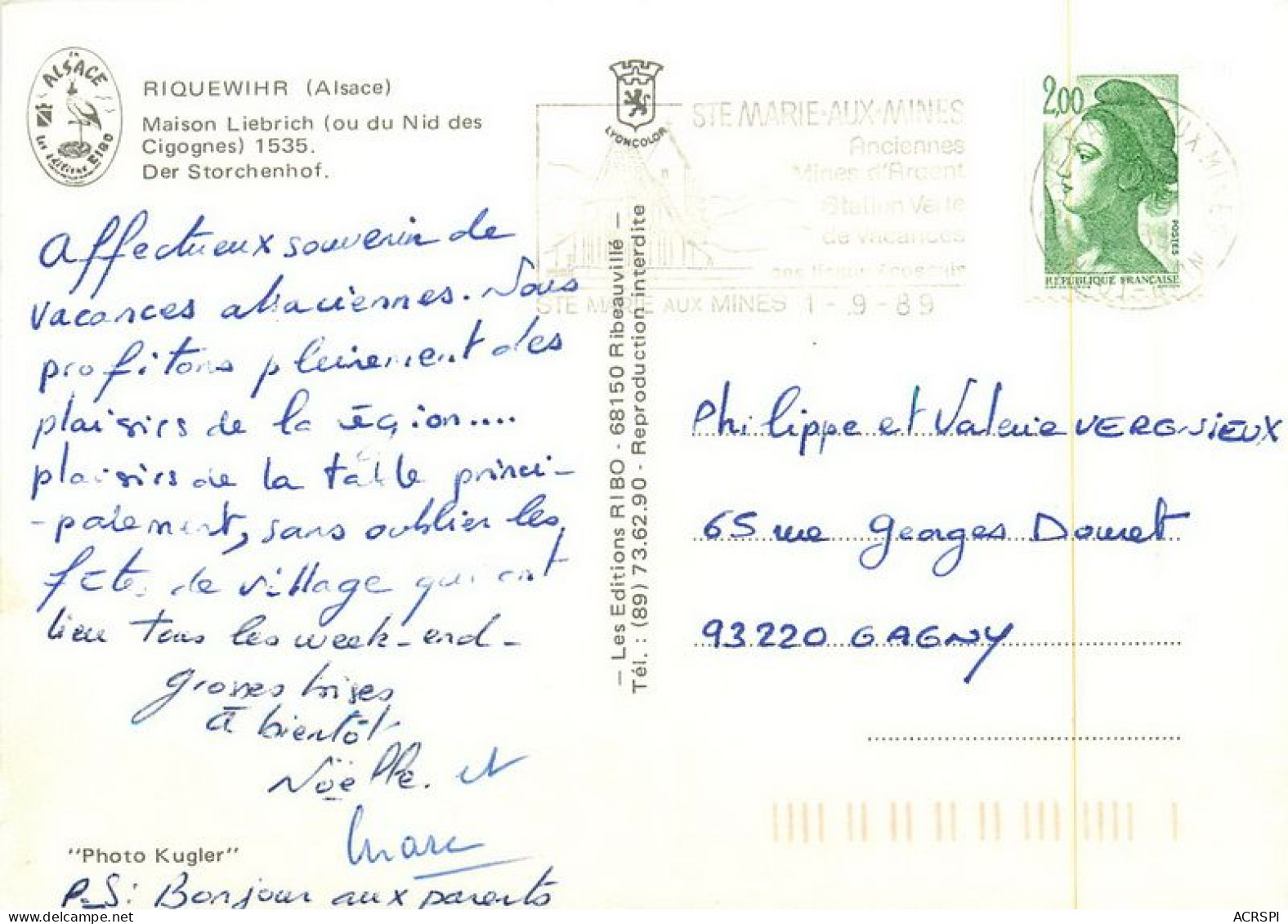 RIQUEWIHR  Restaurant Maison LIEBRICH   40  (scan Recto-verso)MA1929Bis - Riquewihr