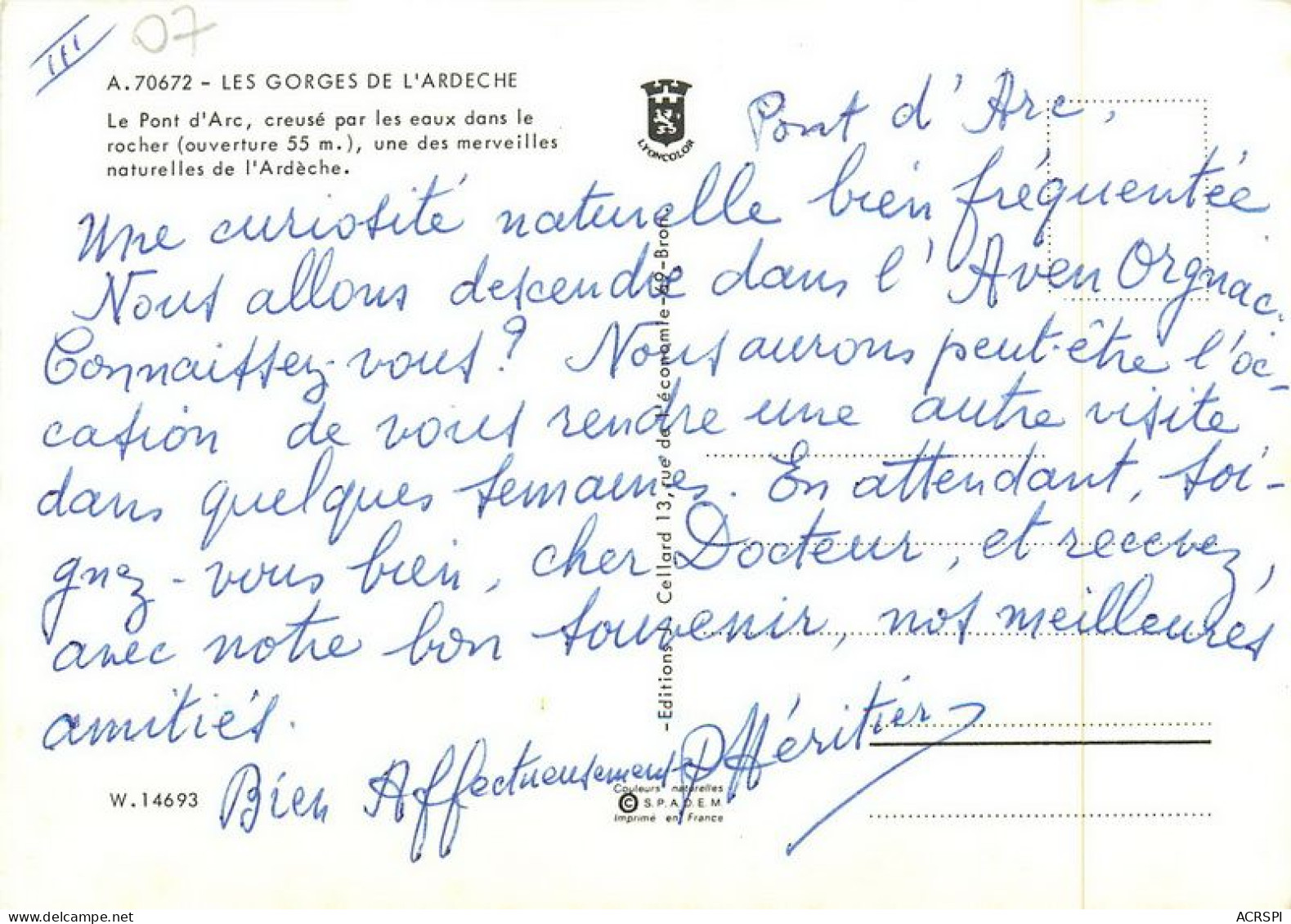 Vallon Pont D'arc     17  (scan Recto-verso)MA1929Bis - Vallon Pont D'Arc