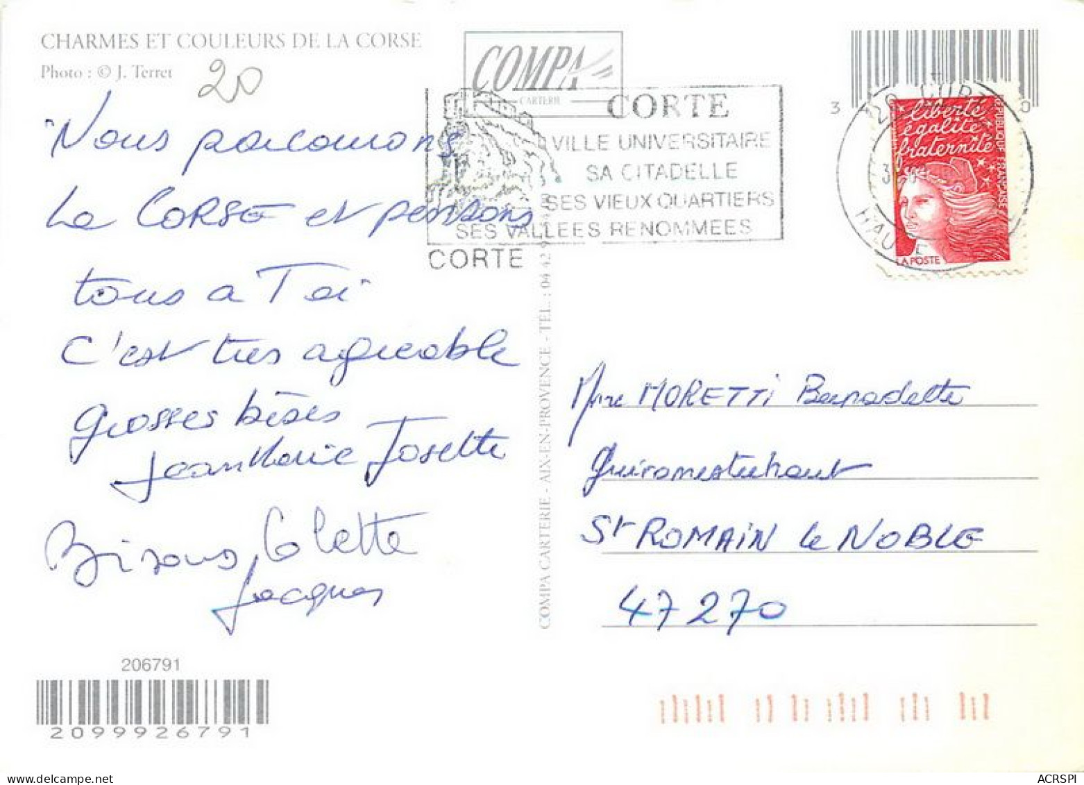 Corte  Charmes De La Corse  11   (scan Recto-verso)MA1936Ter - Corte