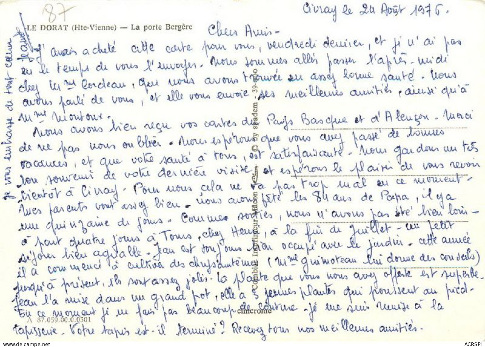 LE DORAT  La Porte Bergere  18   (scan Recto-verso)MA1936Bis - Le Dorat