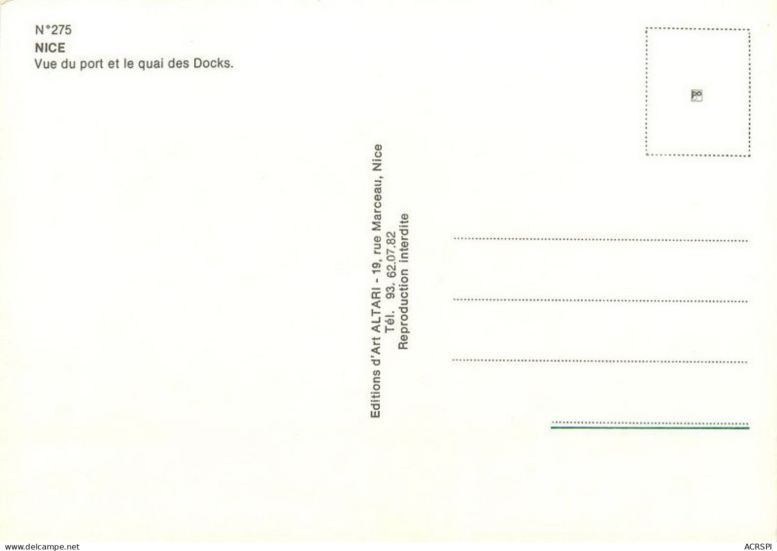 NICE QUAI DES DOCKS   8   (scan Recto-verso)MA1935Ter - Navegación - Puerto