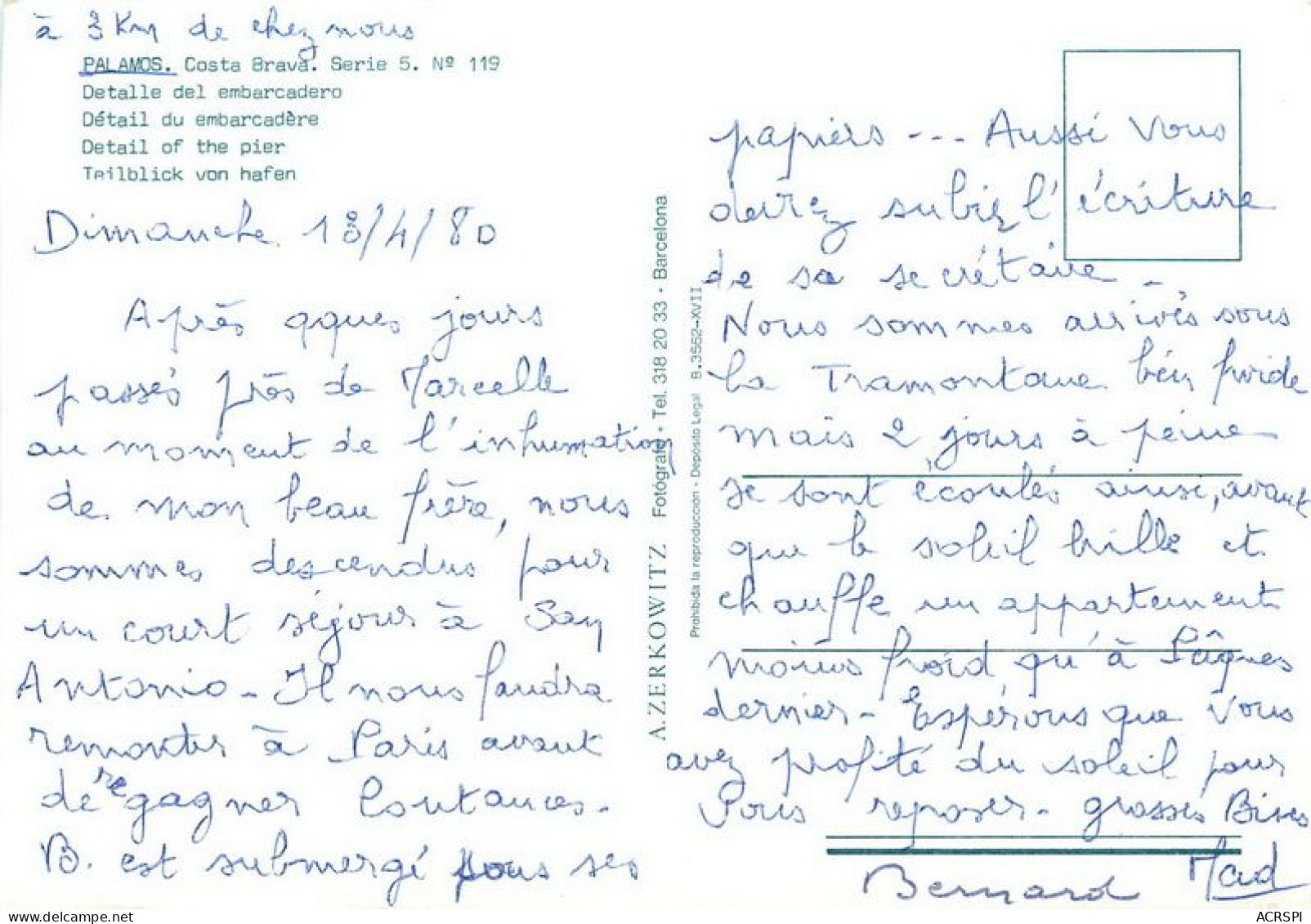 PALAMOS  Detalle Del Embarcadero Baix Empordà Gerone Cataluna Costa Brava 27   (scan Recto-verso)MA1934Bis - Gerona