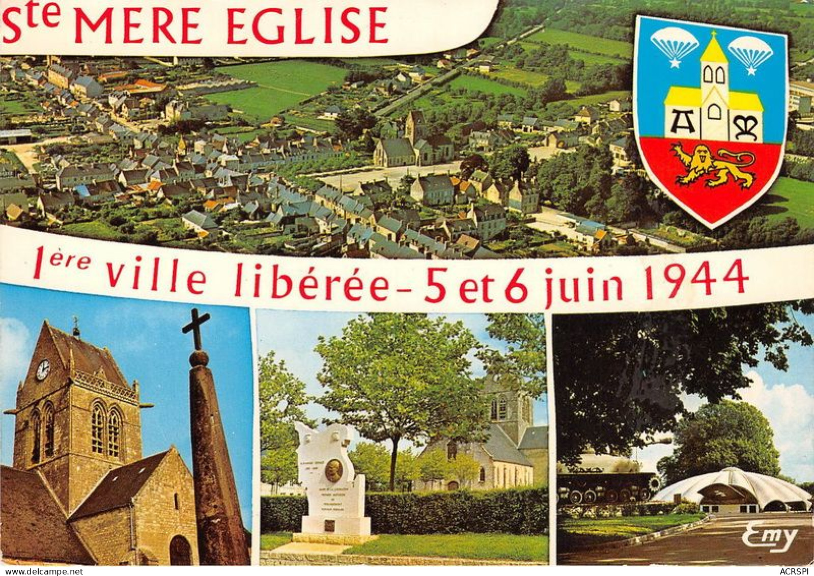 SAINTE MERE EGLISE Vue Generale Aerienne Le Clocher Ou Resta Accroche Le Parachutiste 10(scan Recto-verso) MA1933 - Sainte Mère Eglise