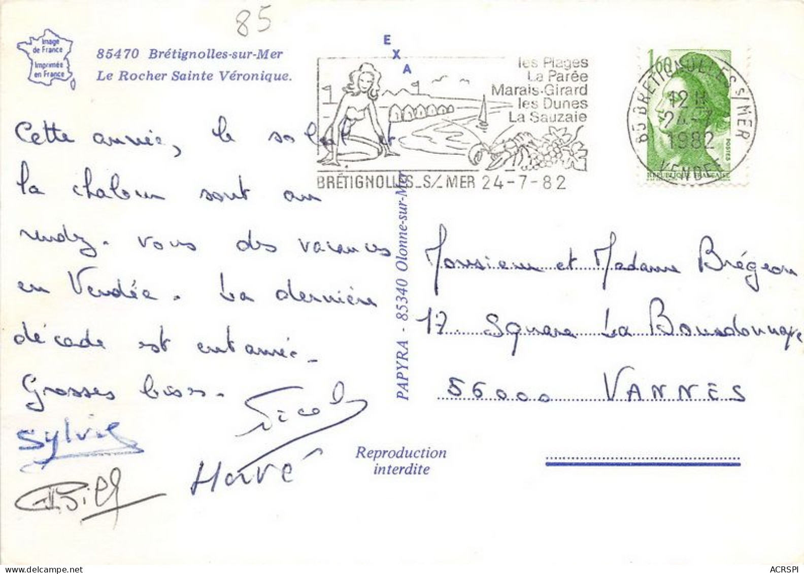 BRETIGNOLLES SUR MER Le Rocher Sainte Veronique 15(scan Recto-verso) MA1951 - Bretignolles Sur Mer