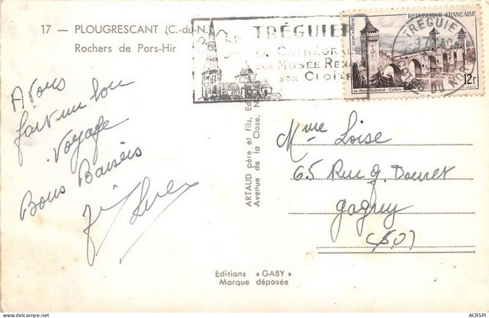 PLOUGRESCANT Rochers De Pors Hir 3(scan Recto-verso) MA1950 - Plougrescant