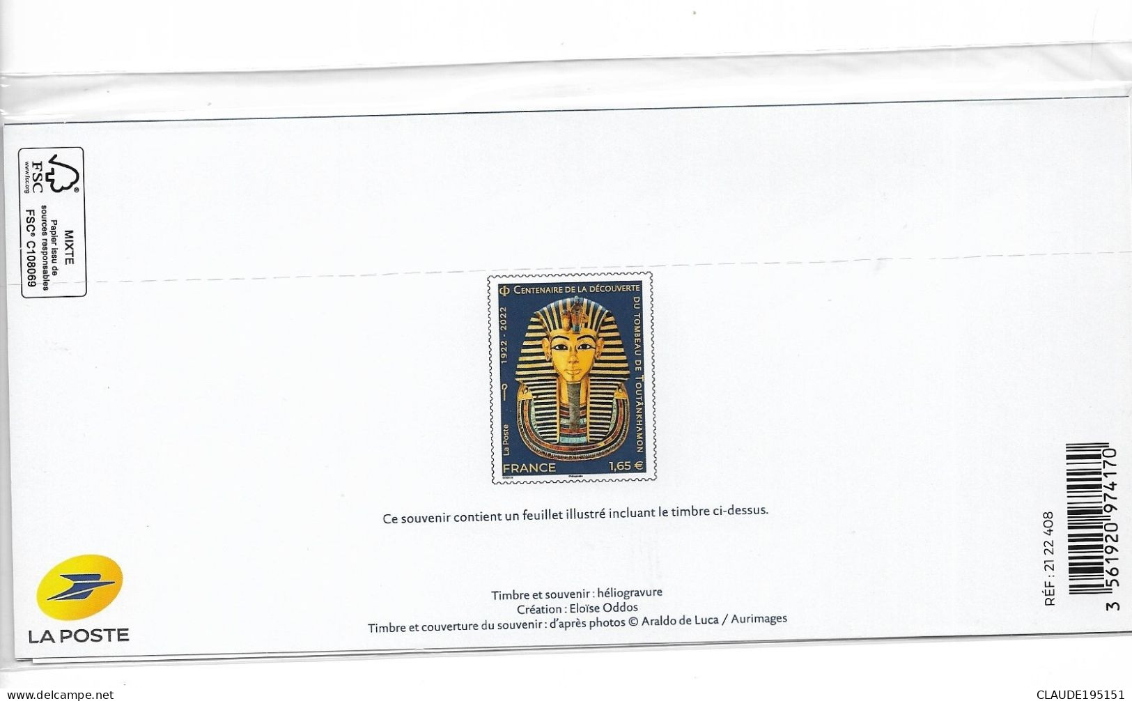 BLOC SOUVENIR 2022  N°192 TOUTANKHAMON   2 SCANS  NEUF SOUS EMBALLAGE  D'ORIGINE - Blocs Souvenir