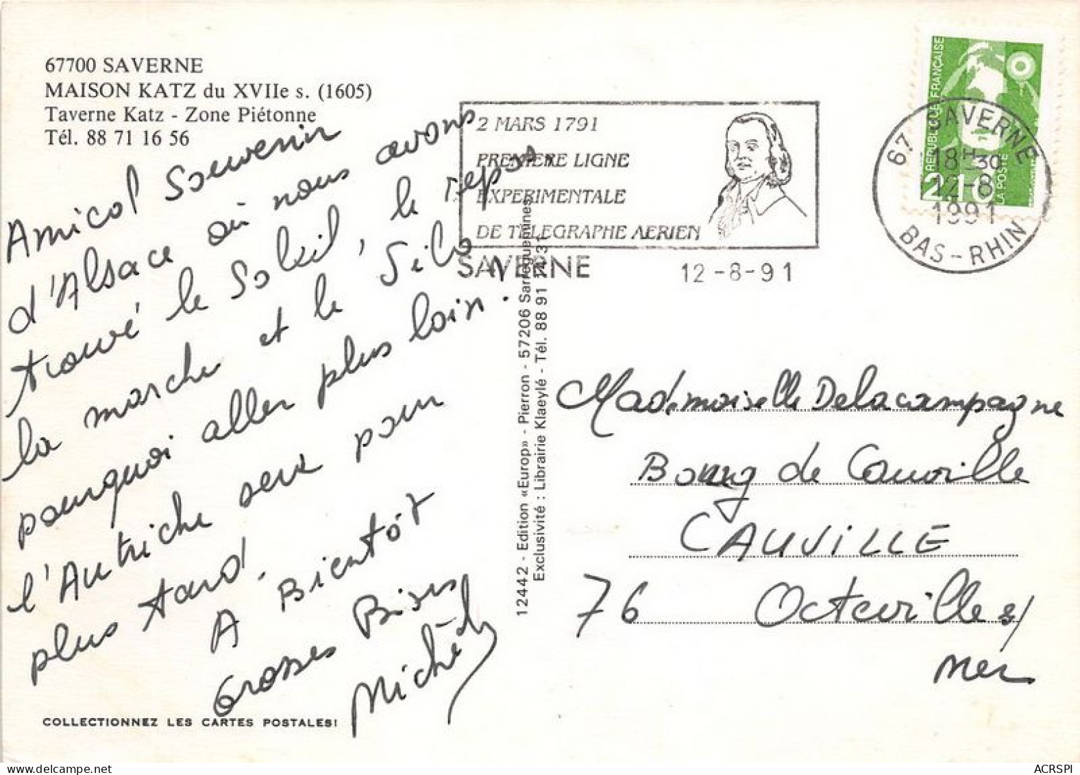 SAVERNE Maison KATZ Du XVIIes Taverne Katz Zone Pietonne 12(scan Recto-verso) MA1947 - Saverne