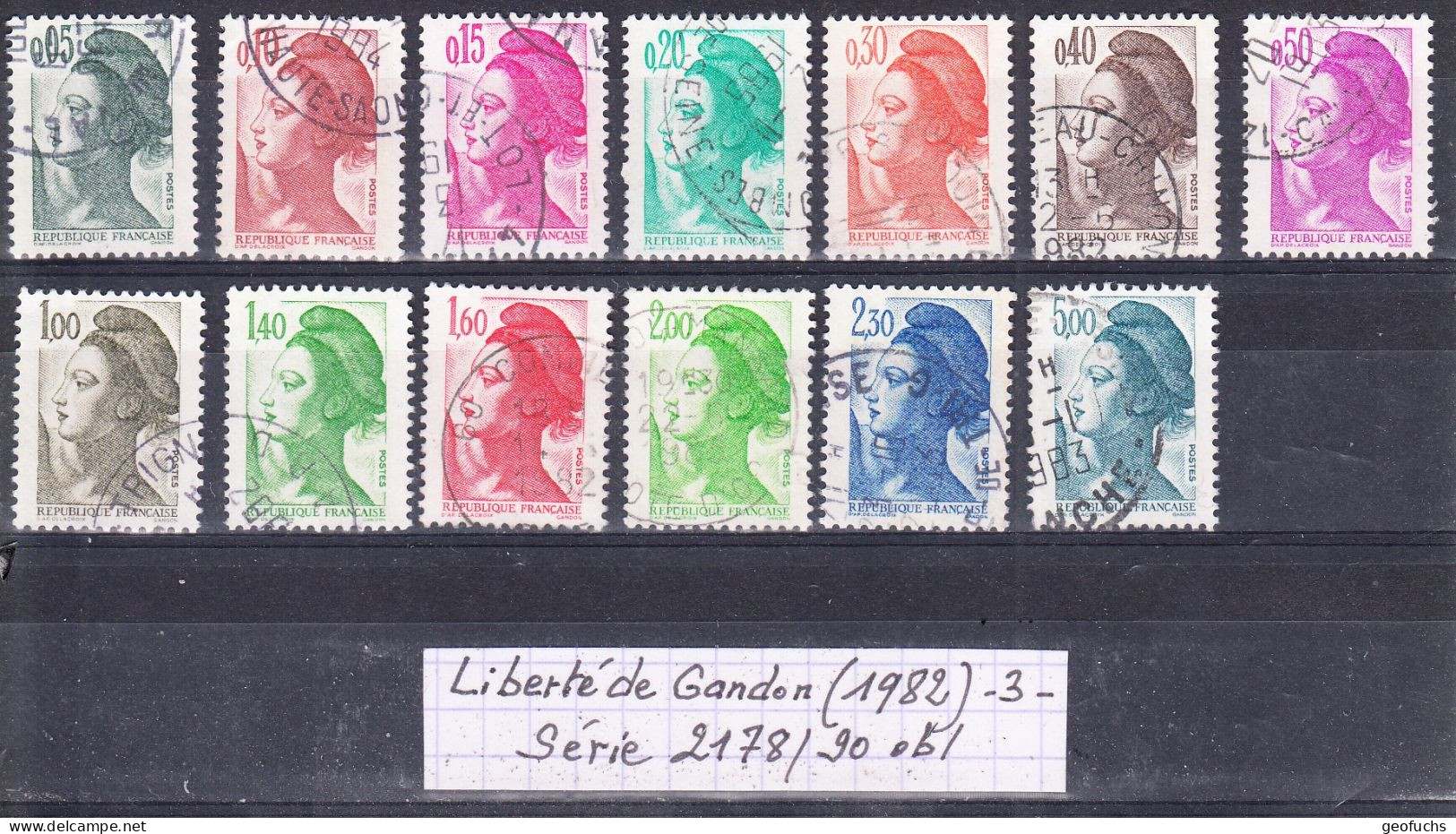 France Liberté De Gandon (1982) Y/T Série 2178/90 Oblitérés   Lot 3 - 1982-1990 Libertà Di Gandon