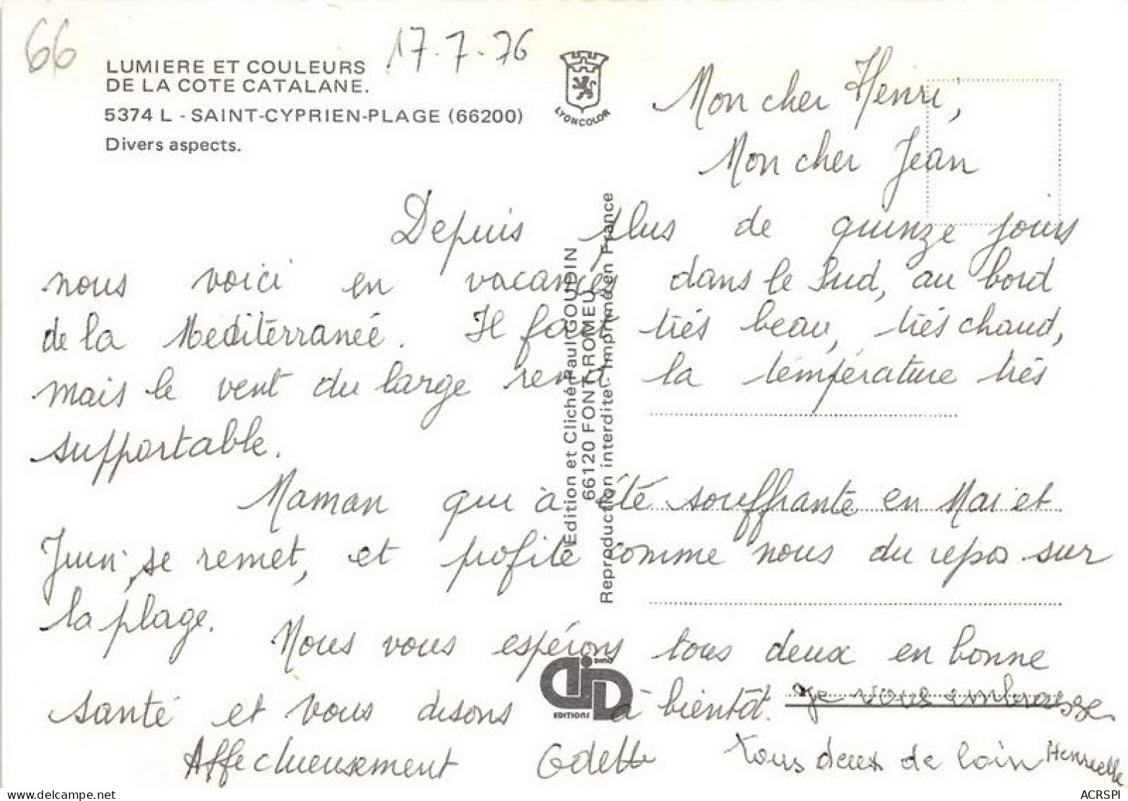 SAINT CYPRIEN PLAGE Divers Aspects 5(scan Recto-verso) MA1938 - Saint Cyprien