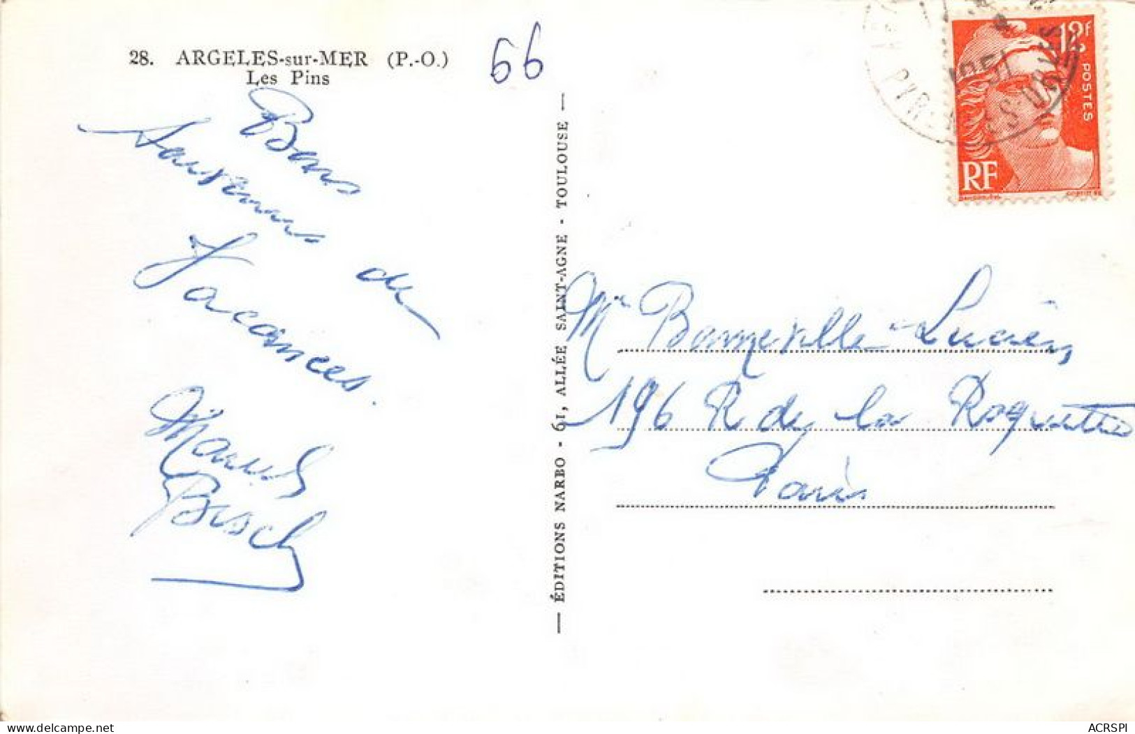 ARGELES SUR MER Les Pins 7(scan Recto-verso) MA1938 - Argeles Sur Mer