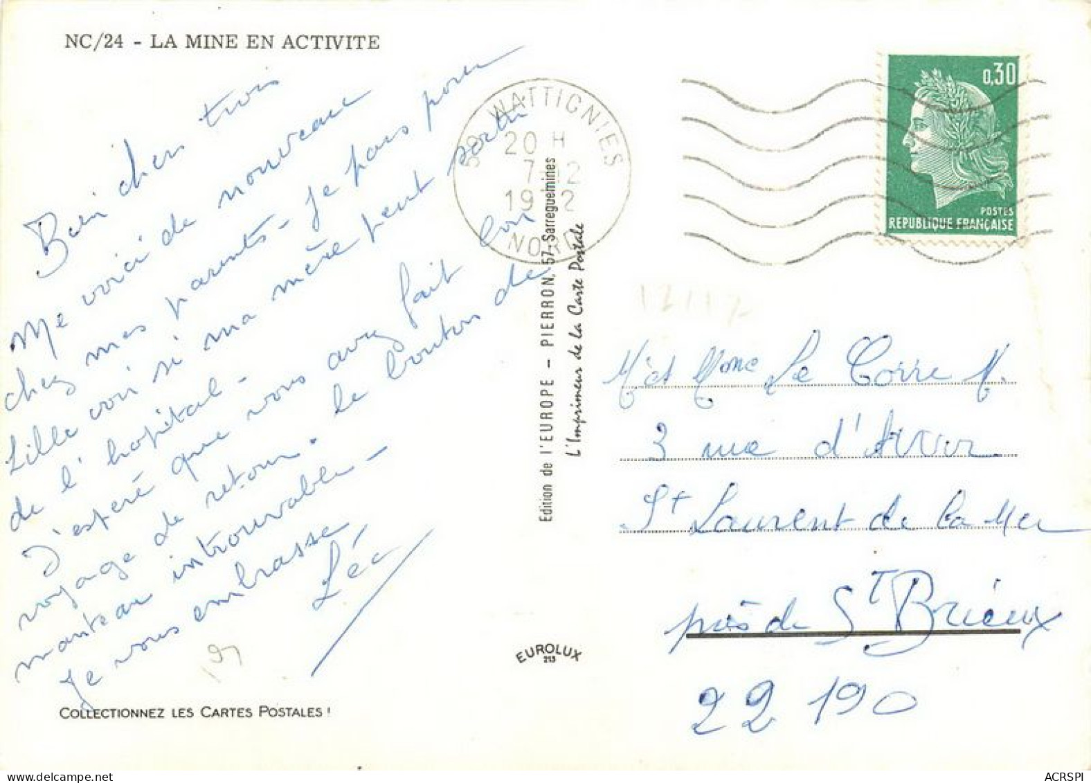 La Vie De La Mine  à Denain 30  (scan Recto-verso)MA1960Bis - Denain