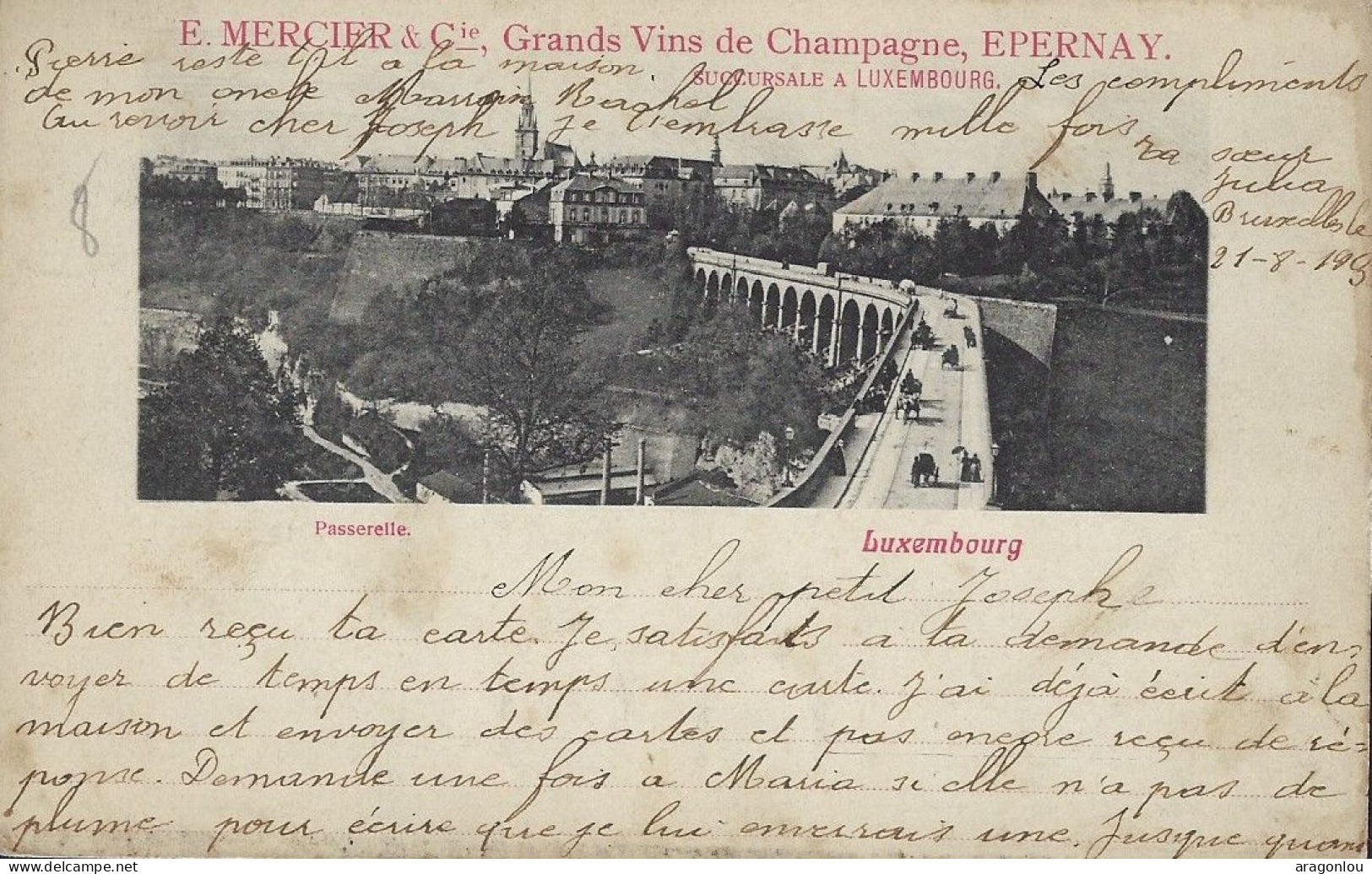 Luxembourg - Luxemburg -  PASSERELLE , LUXEMBOURG - E.MERCIER , GRANDS VINS DE CHAMPAGNE , EPERNAY - Luxembourg - Ville