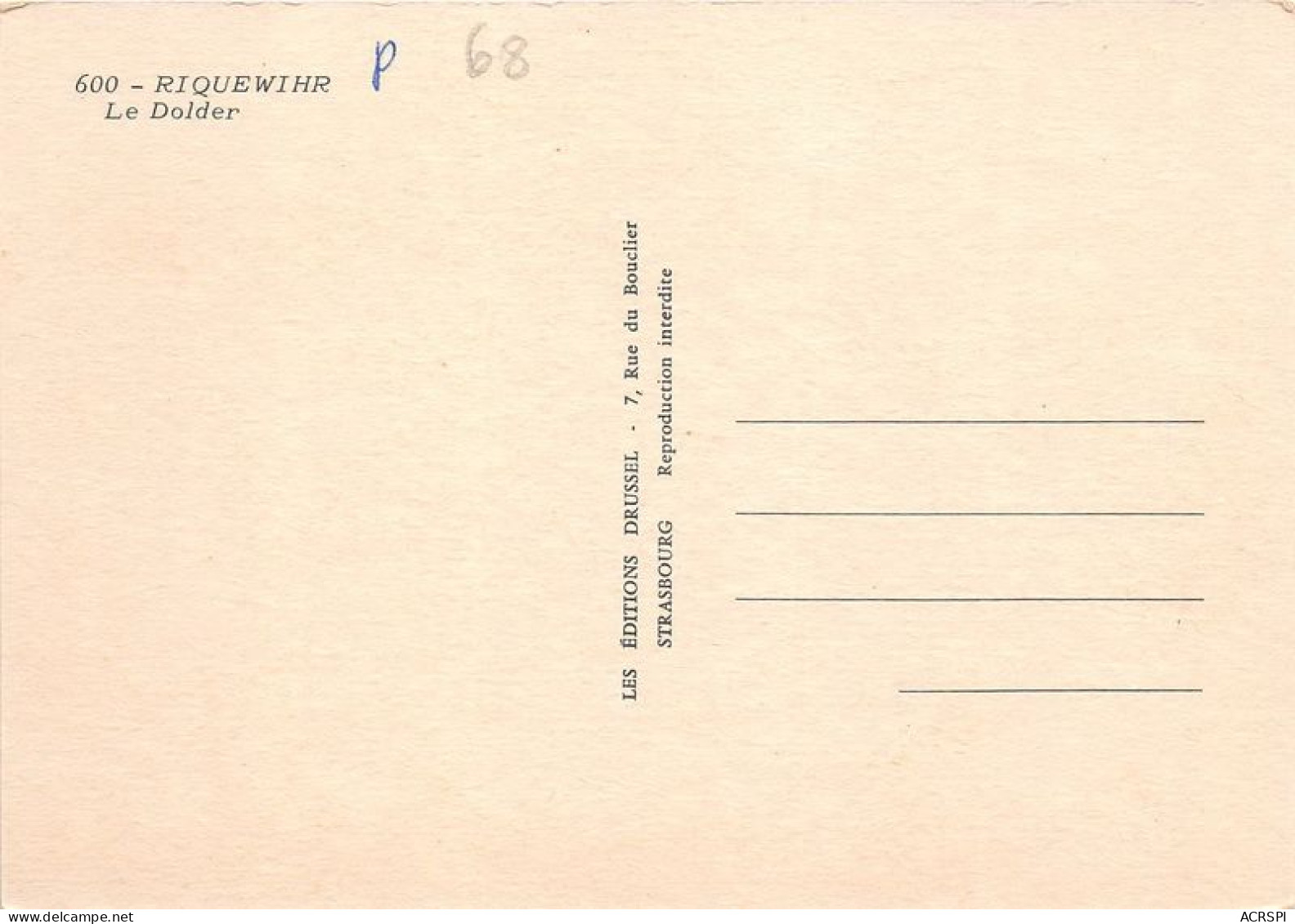 RIQUEWIHR Le Dolder 18(scan Recto-verso) MA1957 - Riquewihr