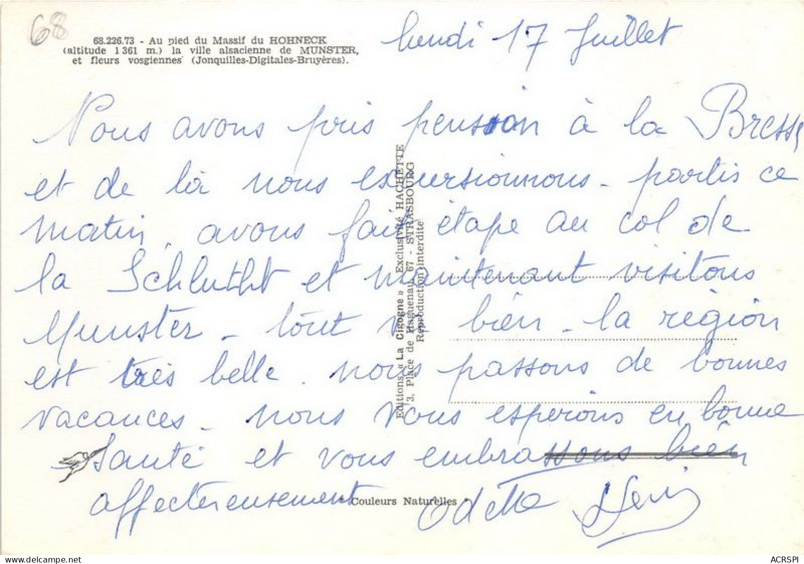 MUNSTER Et Le Hohneck 21(scan Recto-verso) MA1957 - Munster