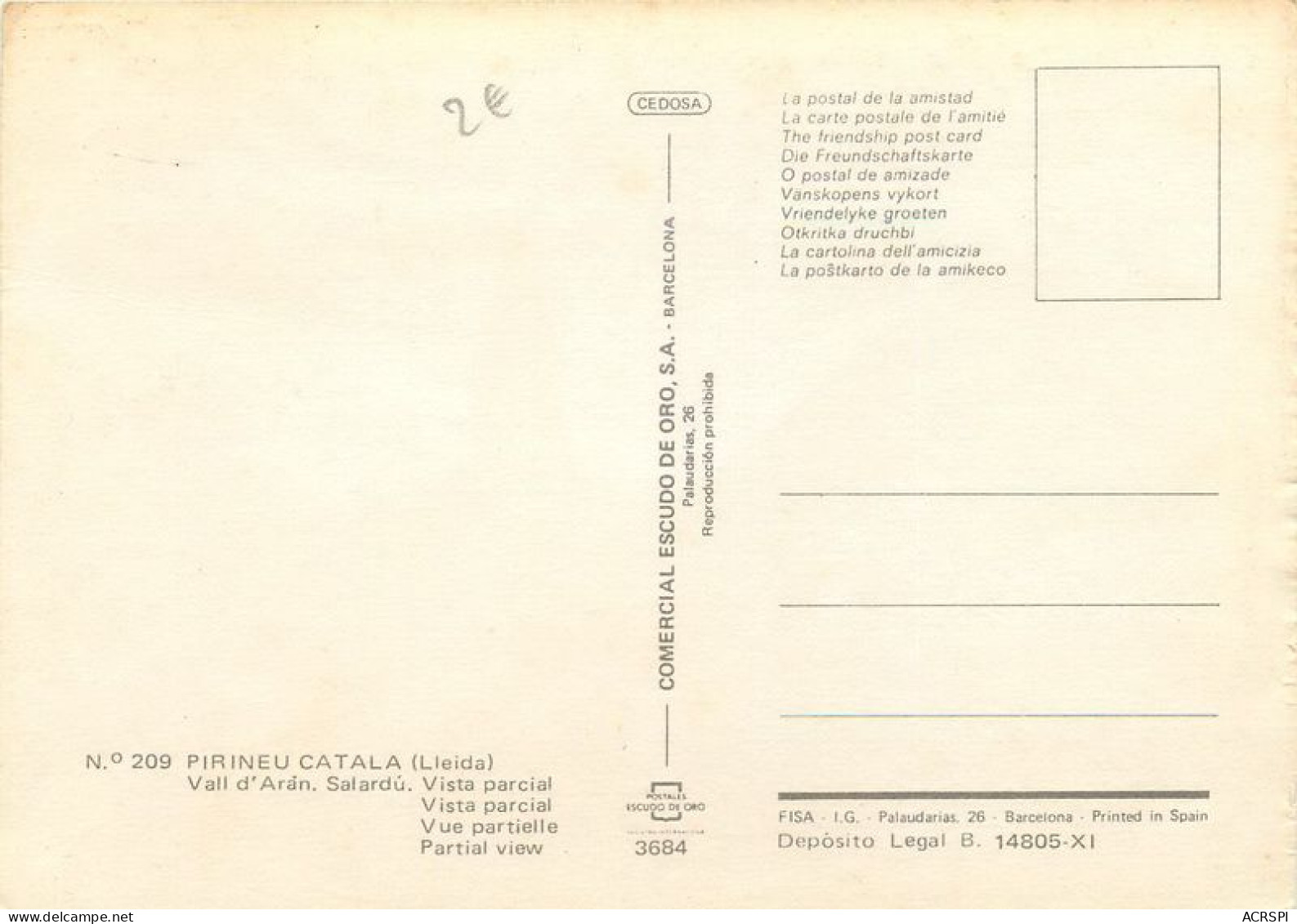 Espagne   Pirineu Catala VALL D'ARAN  SALARDU   LLEIDA  Catalogne  17   (scan Recto-verso)MA1955Ter - Lérida