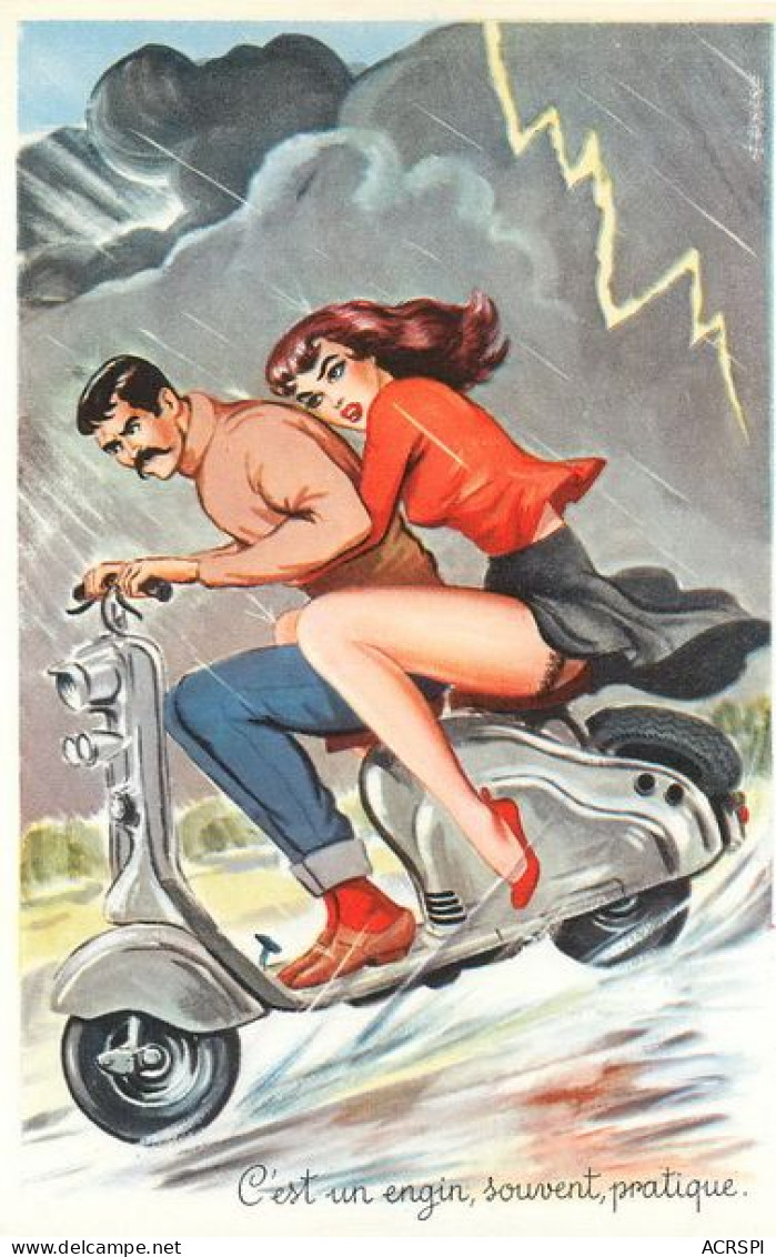 Moto  Le SCOOTER Est Un Engin Bien Pratique  Motorcycle  9   (scan Recto-verso)MA1955Bis - Motorbikes