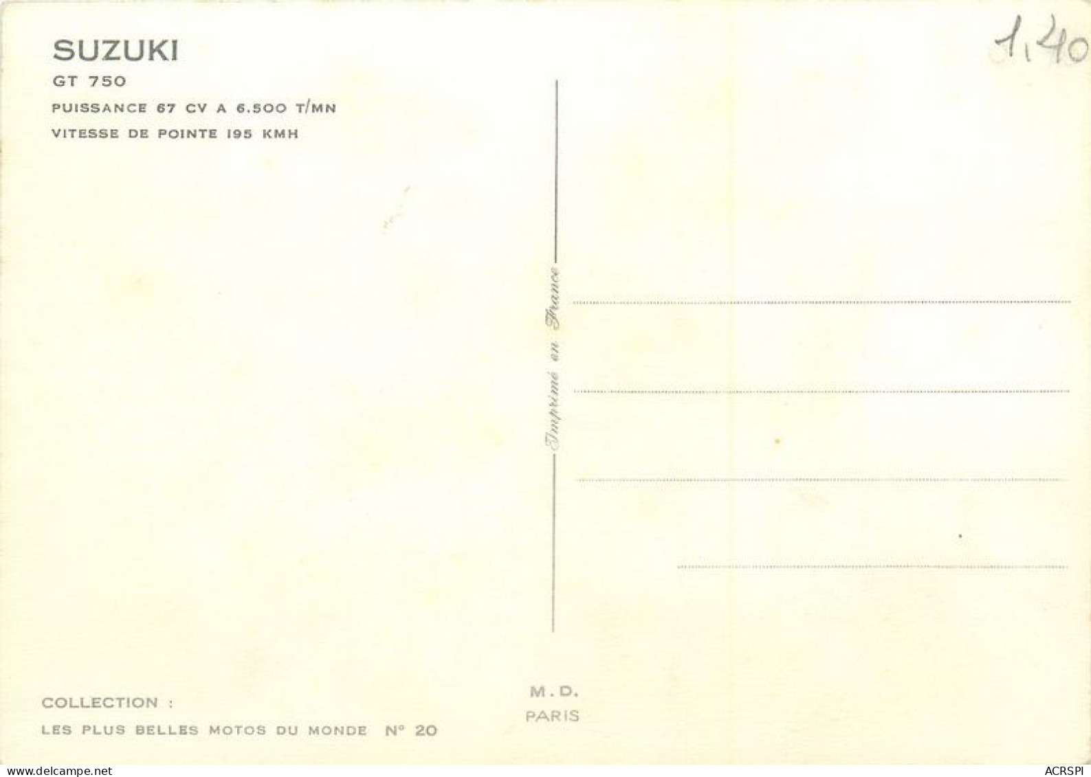 Moto  SUZUKI  GT 750cc  Motorcycle  16   (scan Recto-verso)MA1955Bis - Motorfietsen