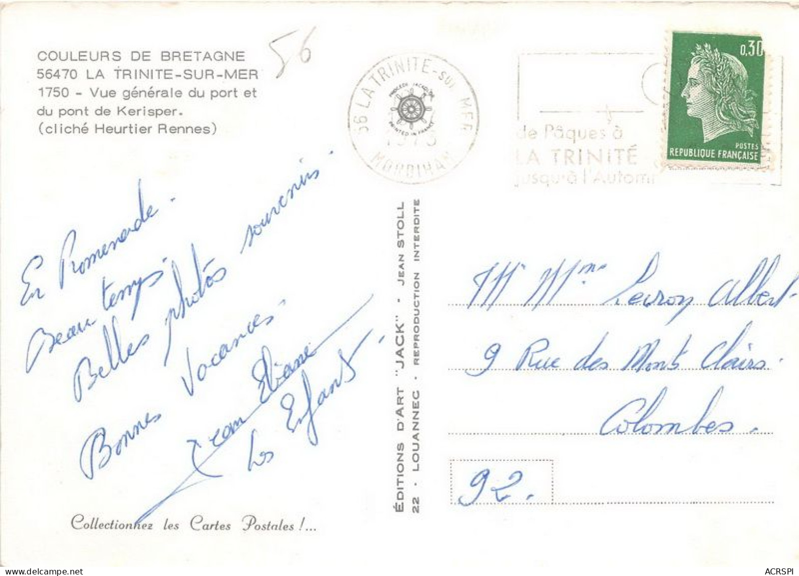 LA TRINITE SUR MER Vue Generale Du Port Et Du Pont De Kerisper 16(scan Recto-verso) MA1953 - La Trinite Sur Mer