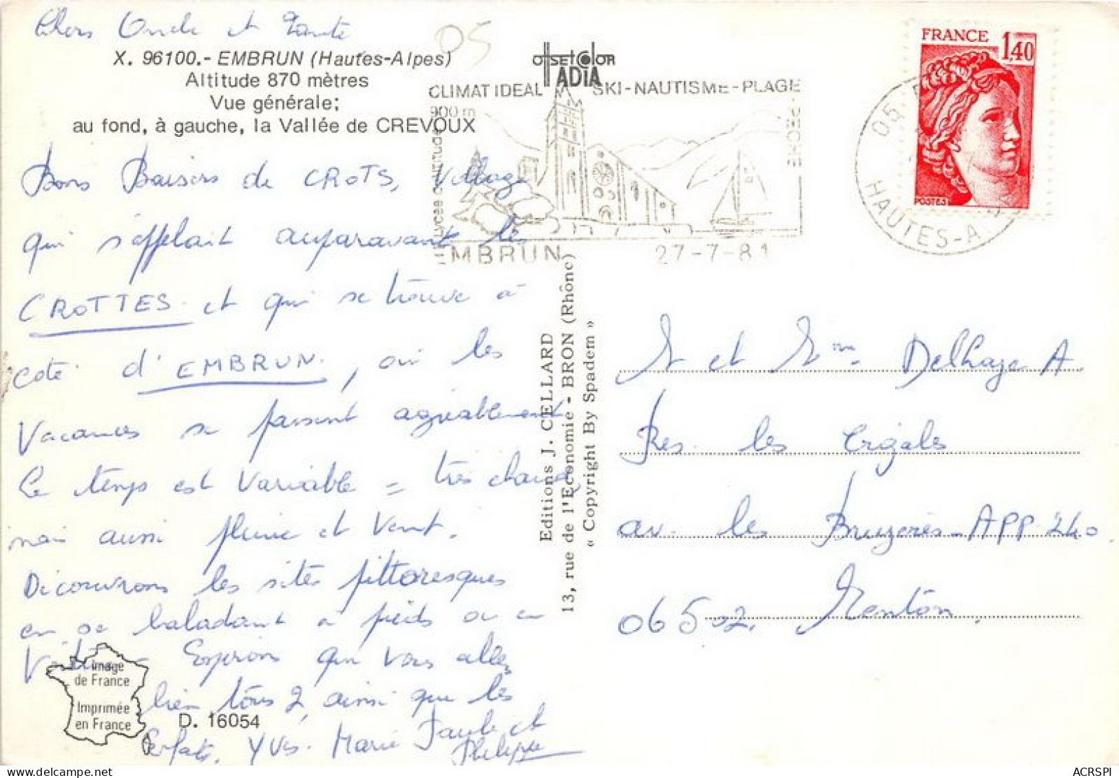 EMBRUN Vue Generale Au Fond A Gauche La Vallee De Crevoux 8(scan Recto-verso) MA1973 - Embrun