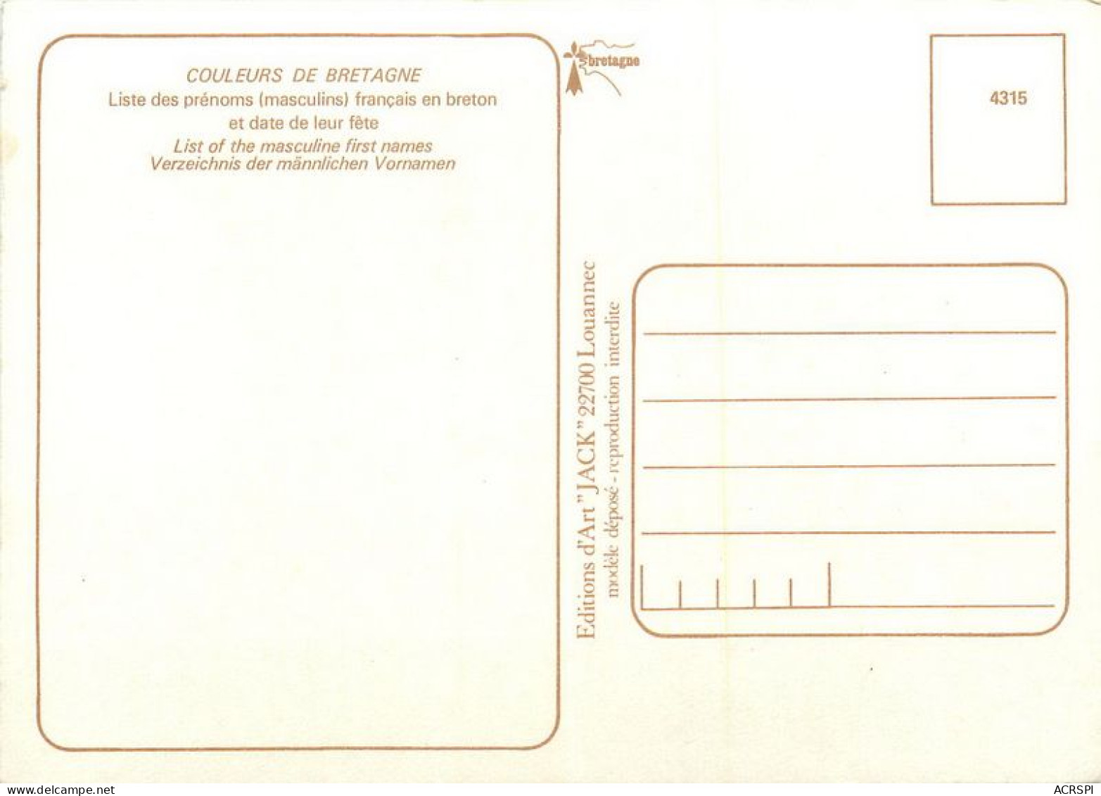 LOUANNEC Les Prenoms Francais En Breton   33  (scan Recto-verso)MA1970bis - Loudéac