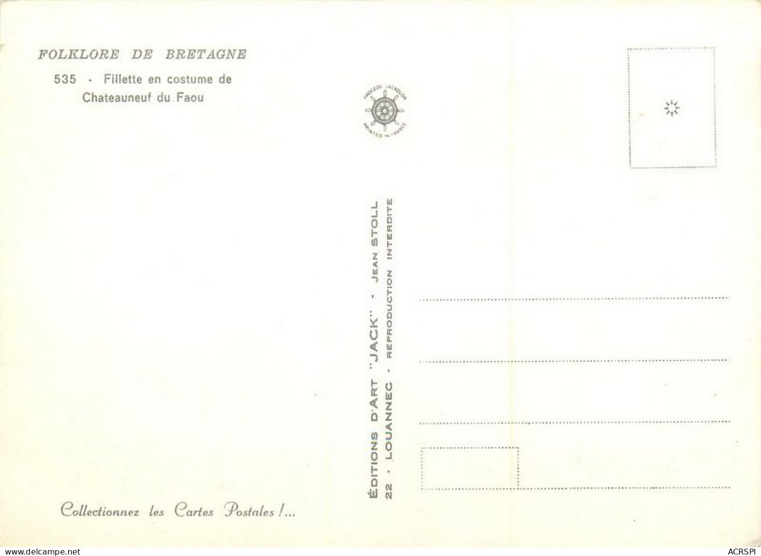 CHATEAUNEUF DU FAOU  Fillette En Costume Breton    18   (scan Recto-verso)MA1970bis - Châteauneuf-du-Faou