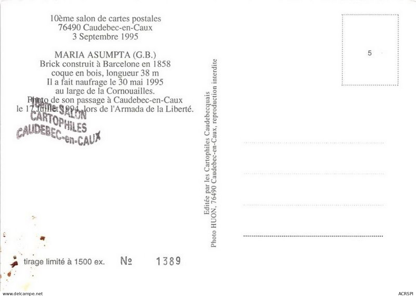 CAUDEBEC EN CAUX 10eme Salon De Cartes Postales MARIA ASUMPTA 9(scan Recto-verso) MA1969 - Caudebec-lès-Elbeuf