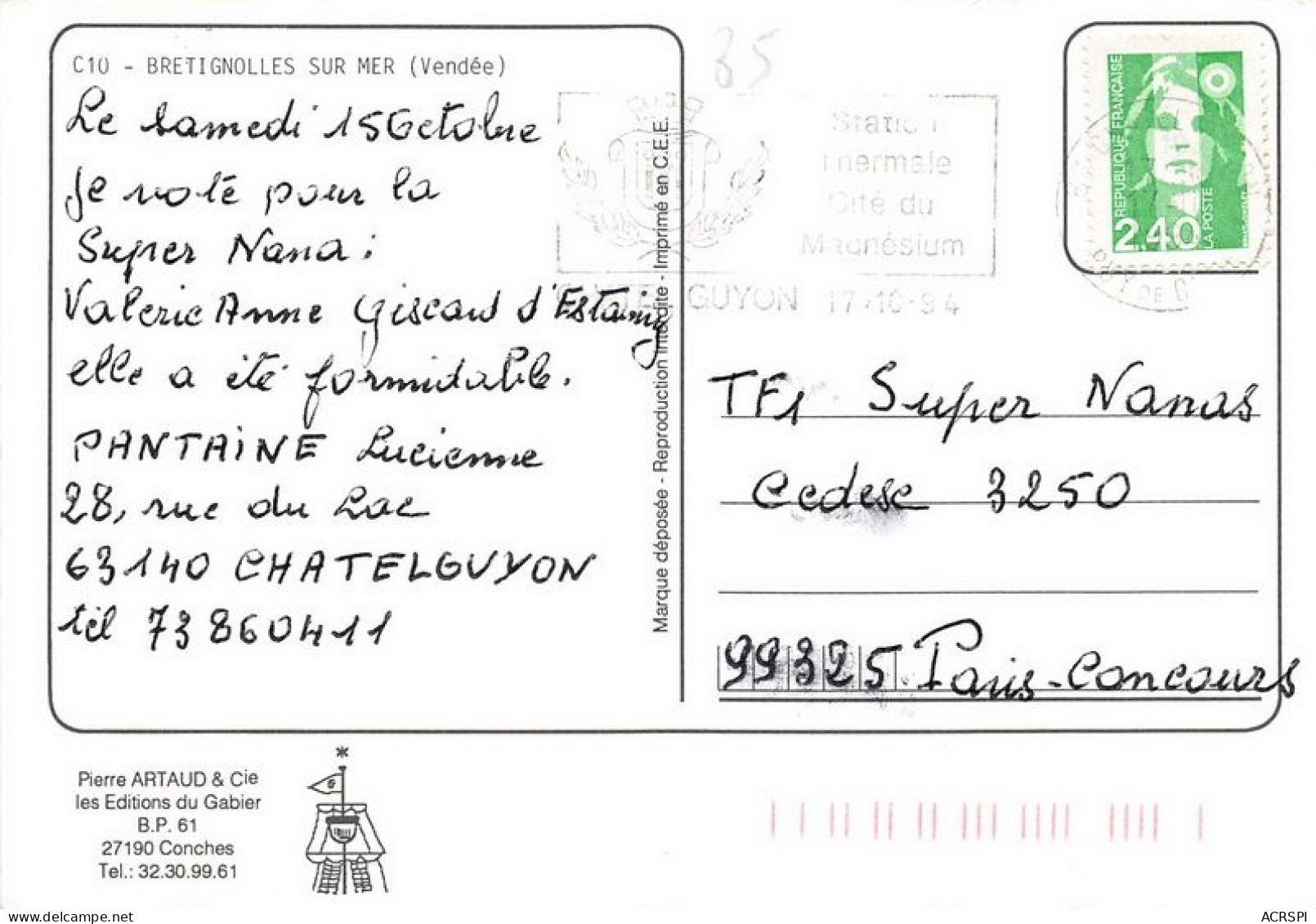 BRETIGNOLES SUR MER 8(scan Recto-verso) MA1968 - Bretignolles Sur Mer