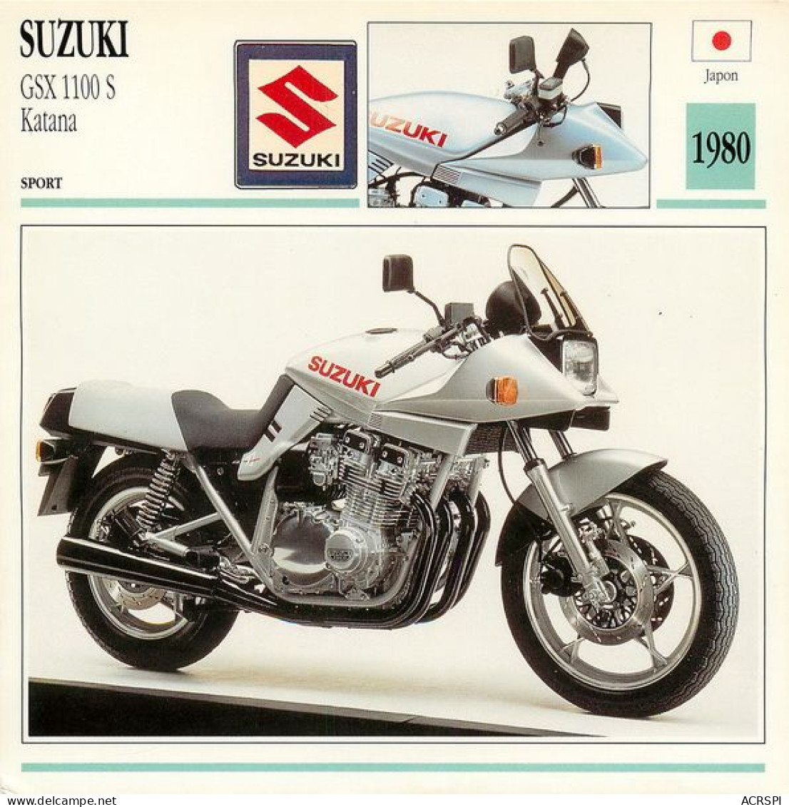 SUZUKI  GSX 1100 S Katana 1980   Motorbike Motorrad Motorfiets Motociklas Motorcycle MOTO   54  MA1967Bis - Moto