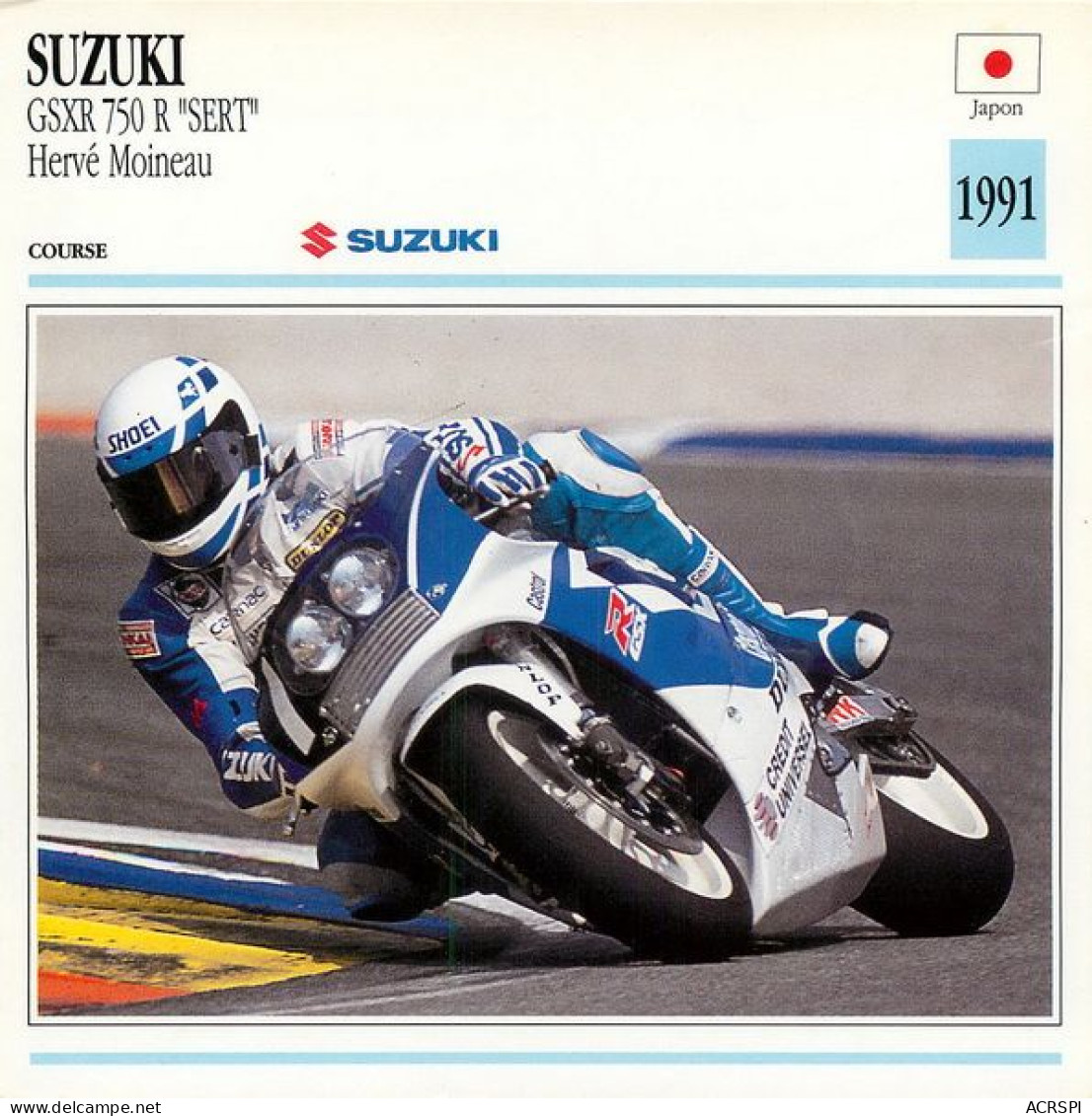 SUZUKI  GSXR 750 R SERT MOINEAU 1991 Motorbike Motorrad Motorfiets Motociklas Motorcycle MOTO   53 MA1967Bis - Motos