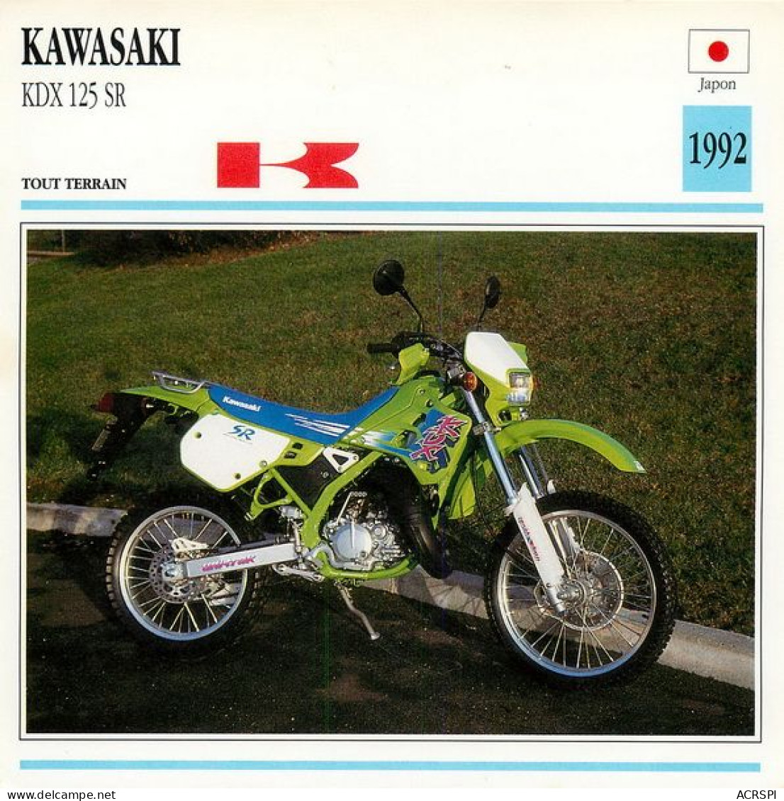 KAWASAKI  KDX 125 SR Motocicleta Motorbike Motorrad Motorfiets Motociklas Motorcycle MOTO   44  MA1967Bis - Motos