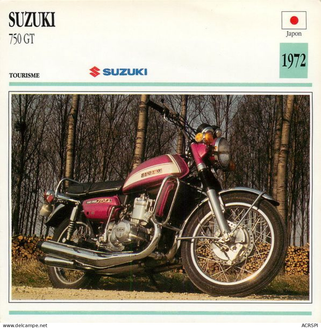 SUZUKI  750 GT 1972  Motorbike Motorrad Motorfiets Motociklas Motorcycle MOTO   50  MA1967Bis - Motos
