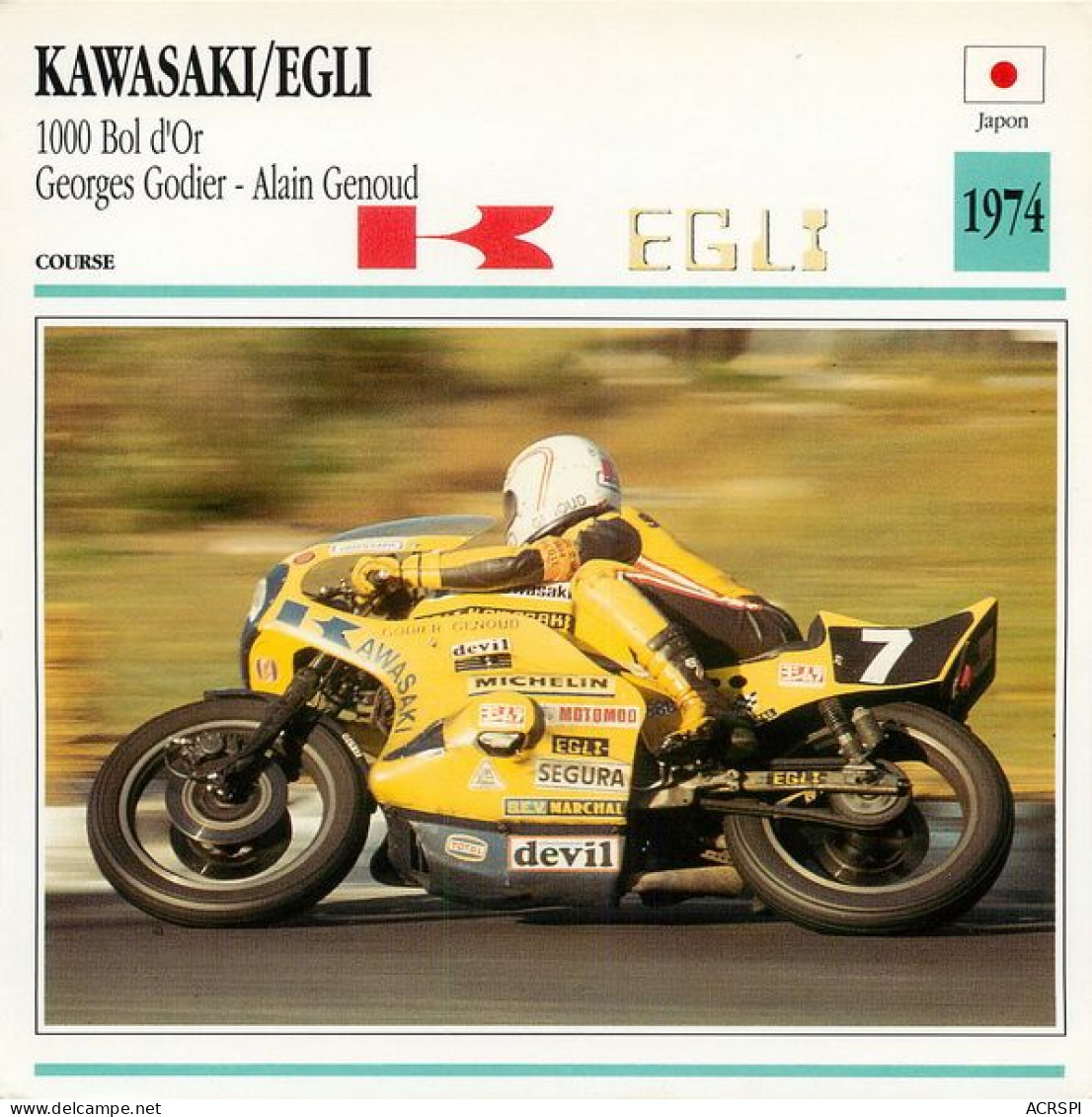 KAWASAKI  EGLI  1000 Bol D'or  GODIER GENOUD Motorbike Motorrad Motorfiets Motociklas Motorcycle MOTO   46  MA1967Bis - Motorbikes