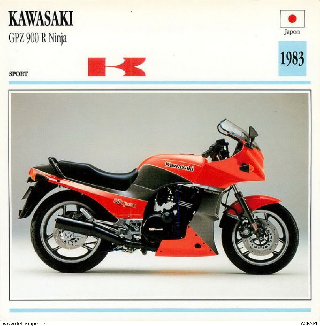 KAWASAKI  GPZ 900 R Ninja 1983  Motocicleta Motorbike Motorrad Motorfiets Motociklas Motorcycle MOTO   36  MA1967Bis - Motorbikes