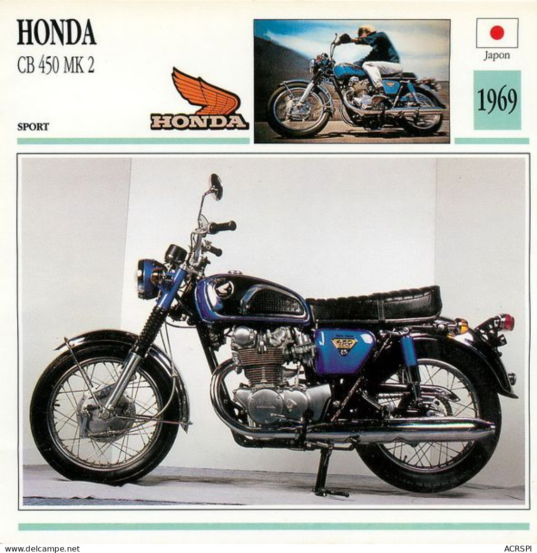 HONDA   CB 450 MK2 Motocicleta Motorbike Motorrad Motorfiets Motociklas Motorcycle MOTO    30  MA1967Bis - Motos