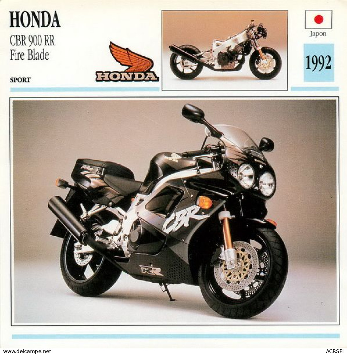 HONDA  CBR 900 RR  Motocicleta Motorbike Motorrad Motorfiets Motociklas Motorcycle MOTO    22  MA1967Bis - Motorbikes