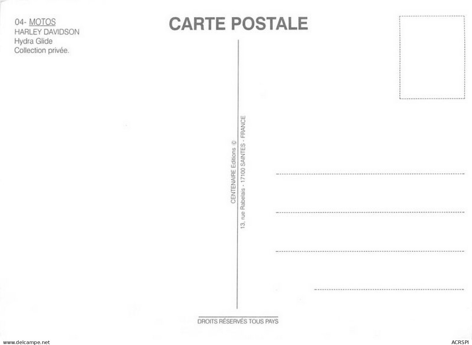 HARLEY Davidson Hydra Glide Motorbike Motorrad Motorfiets Motociklas Motorcycle MOTO  45   (scan Recto-verso)MA1967 - Motorbikes