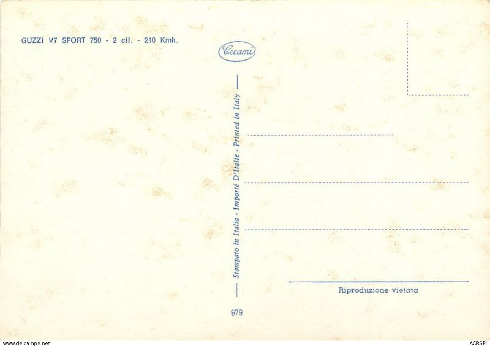 MOTO  GUZZY  V7 Sport 750  Motorbike  Motorrad Motocicletta  30  (scan Recto-verso)MA1988Ter - Motorbikes