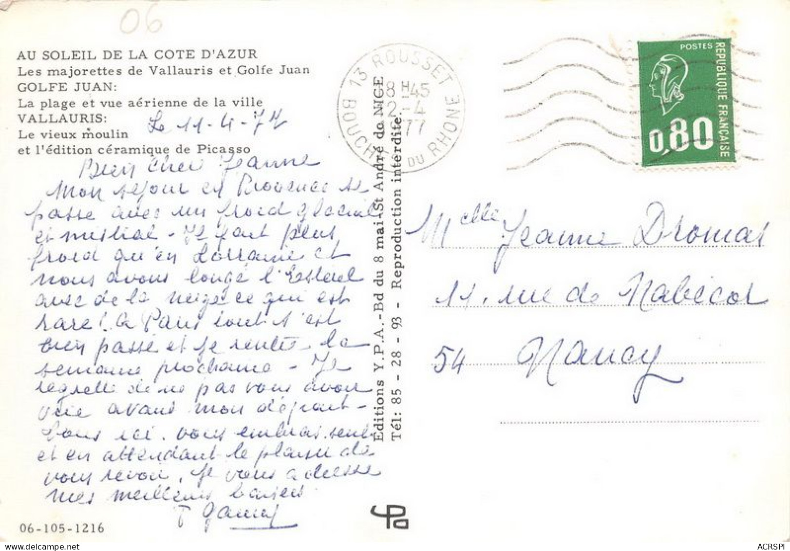 VALLAURIS Le Vieux Moulin Et L Edition Ceramique De Picasso 17(scan Recto-verso) MA1982 - Vallauris