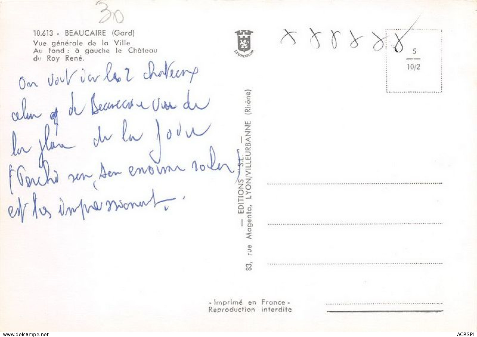 BEAUCAIRE Vue Generale De La Ville Au Fond A Gauche Le Chateau Du Roy Rene 14(scan Recto-verso) MA1981 - Beaucaire