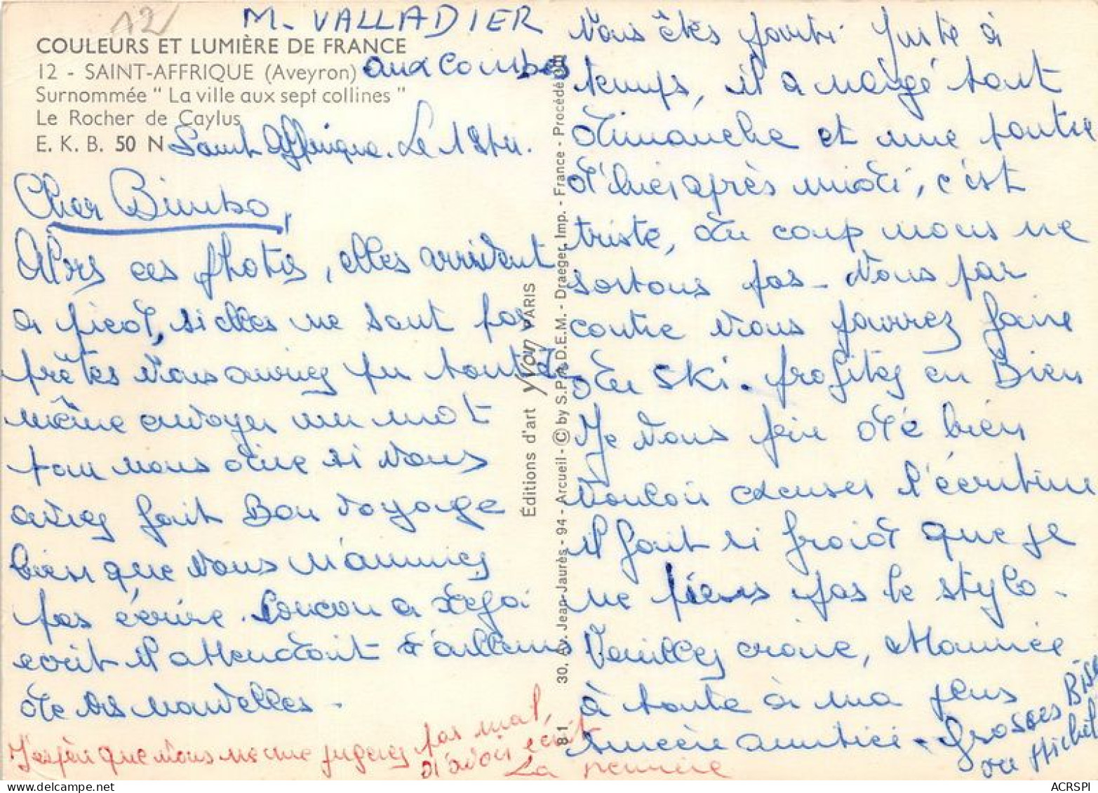 SAINT AFRIQUE Surnommee La Ville Aux Sept Collines Le Rocher De Caylus  28(scan Recto-verso) MA1977 - Saint Affrique