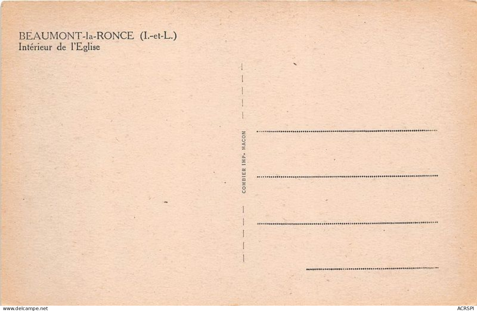 Beaumont La Ronce INTERIEUR DE L EGLISE 4(scan Recto-verso) MA1976 - Beaumont-la-Ronce