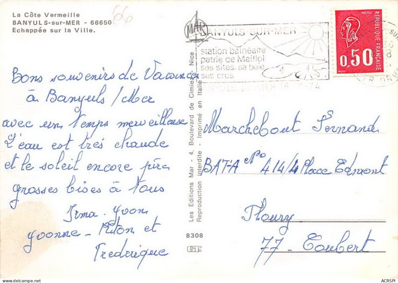 BANYULS SUR MER Echappee Sur La Ville 10(scan Recto-verso) MA1975 - Banyuls Sur Mer