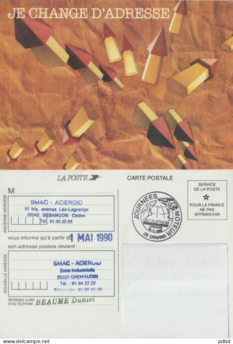 FT FER 10 . 25 . 2 CP Identiques . Ornans . Journées Moteur . GEC Alsthom . 1990 . - Commemorative Postmarks