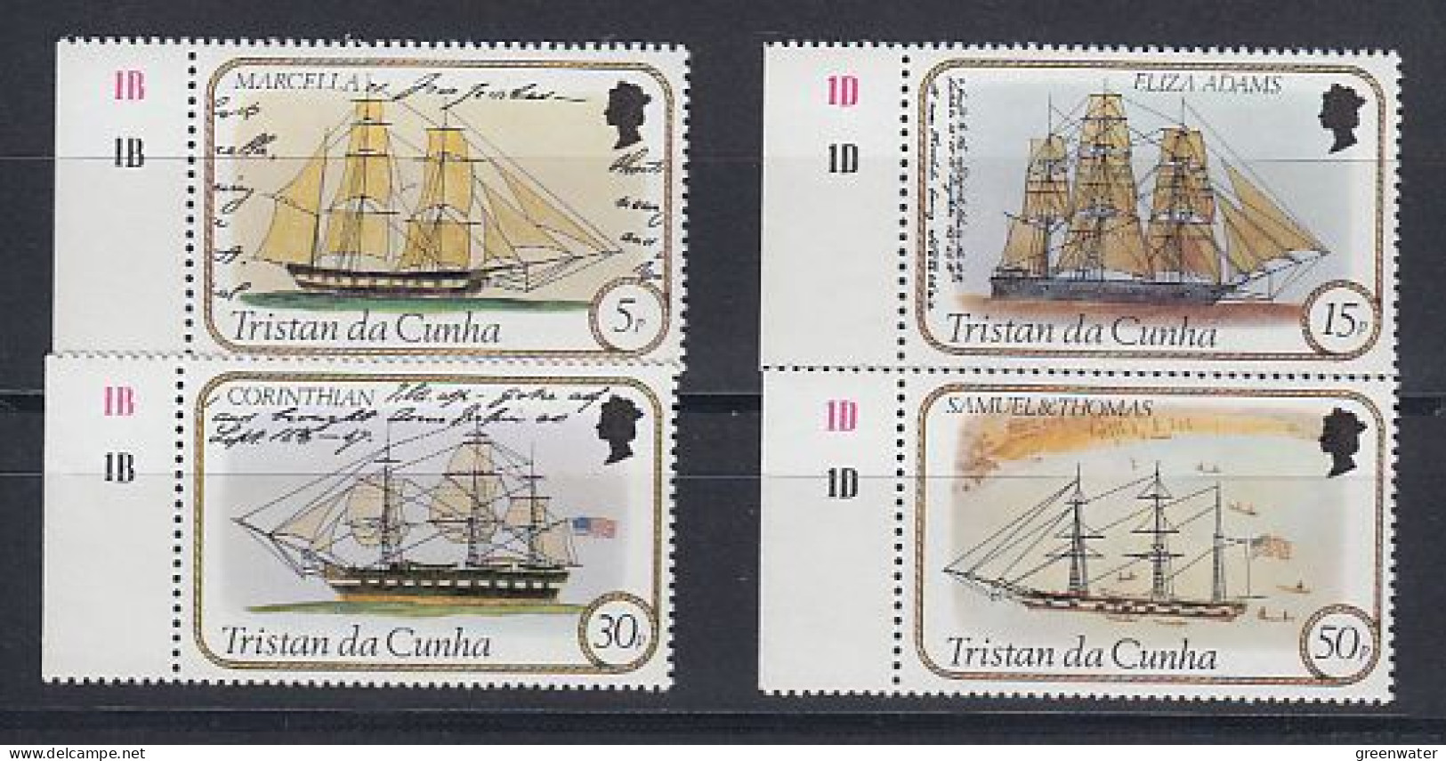 Tristan Da Cunha 1982 Sailing Ships 4v  ** Mnh (TDC175A) - Tristan Da Cunha