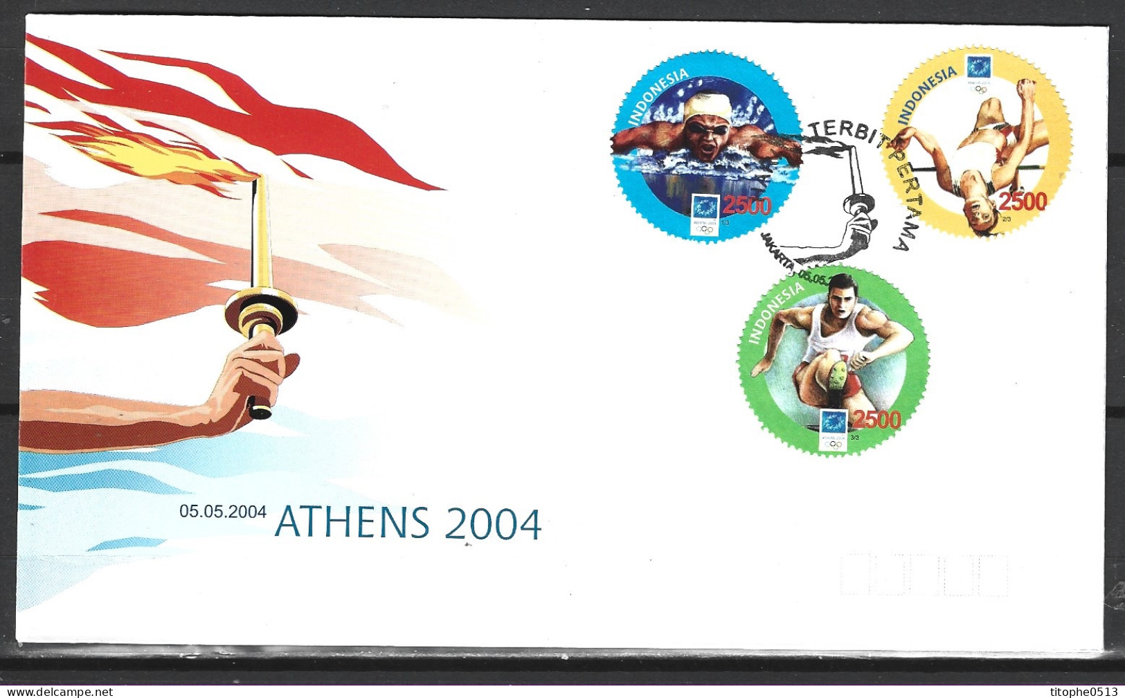 INDONESIE. N°2098-2101 De 2004 Sur Enveloppe 1er Jour. J.O. D'Athènes. - Zomer 2004: Athene