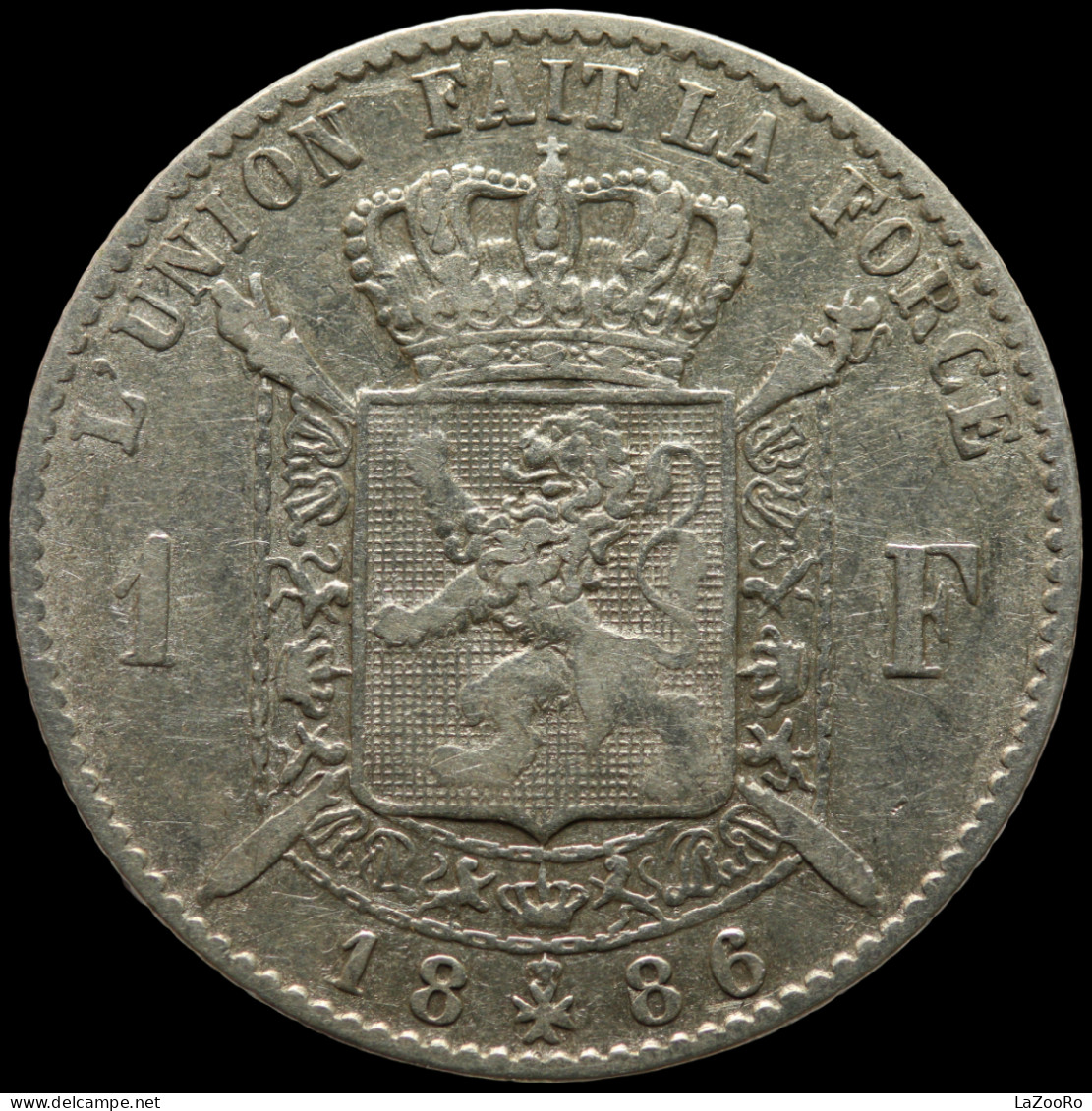LaZooRo: Belgium 1 Franc 1886/66 VF / XF - Silver - 1 Franc