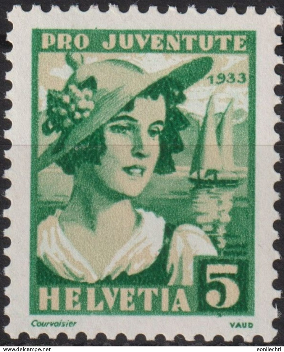 1933 Schweiz / Pro Juventute ** Mi:CH 266, Yt:CH 267, Zum:CH J65, Schweizer Trachten, Waadtländerin - Unused Stamps