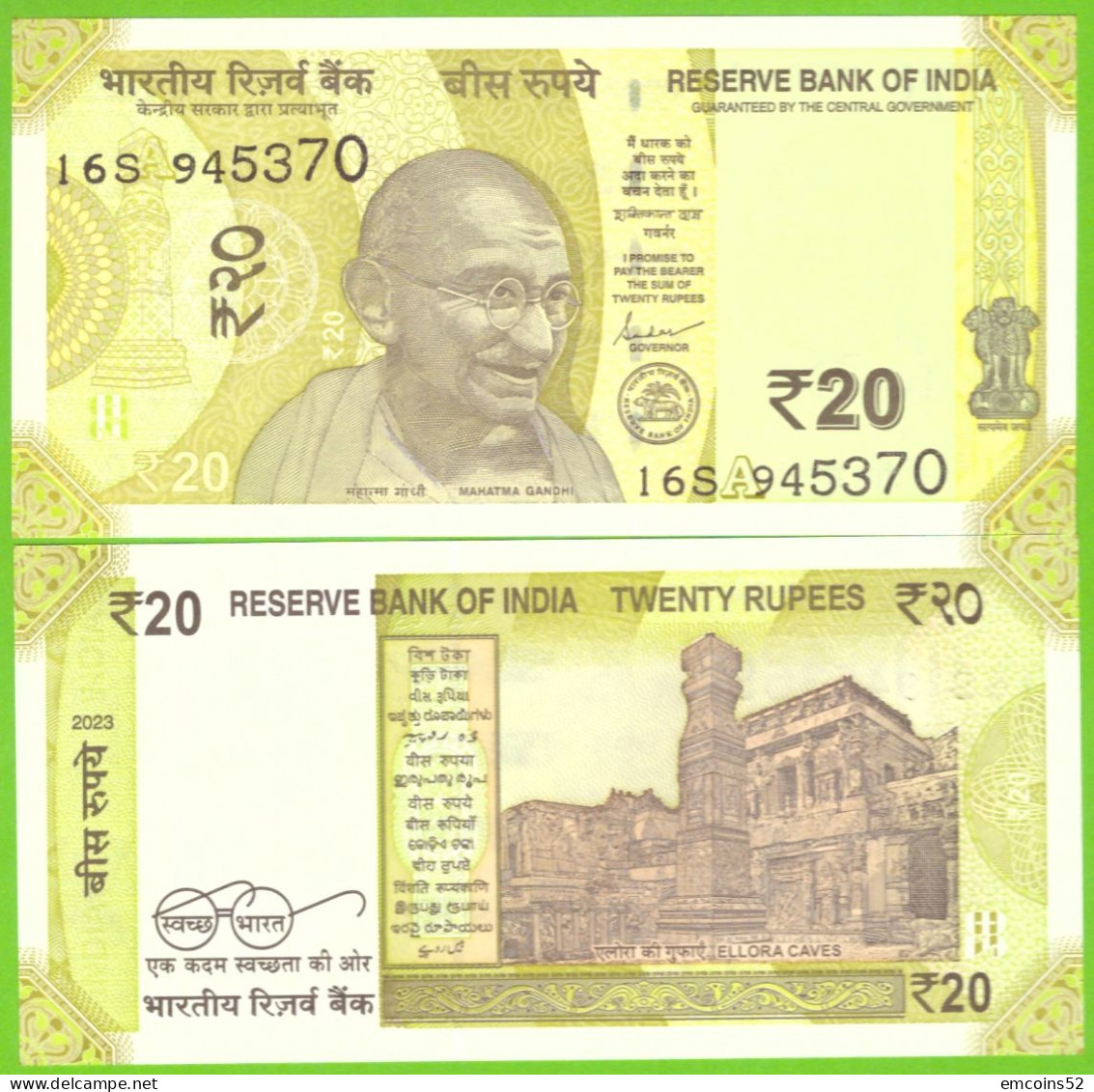 INDIA  20 RUPEES 2023 A P-110 UNC - Inde